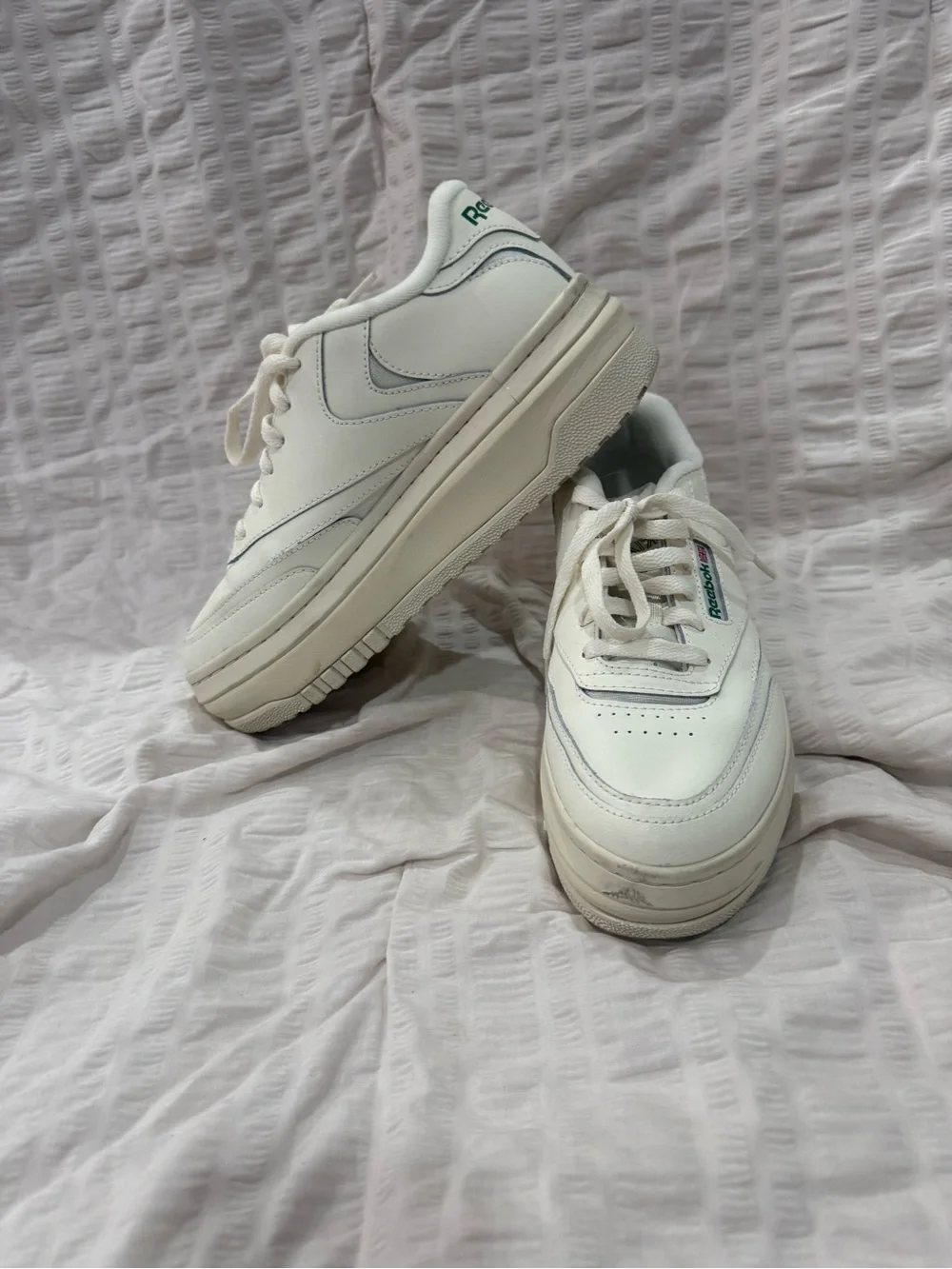 Reebok White Platform Lace-Up Sneakers